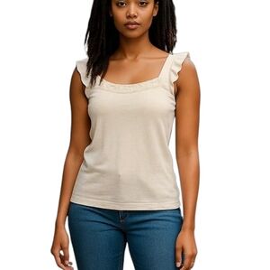 NWT RED Valentino by Valentino Linen Blend Cami Top In Ecru Size Large